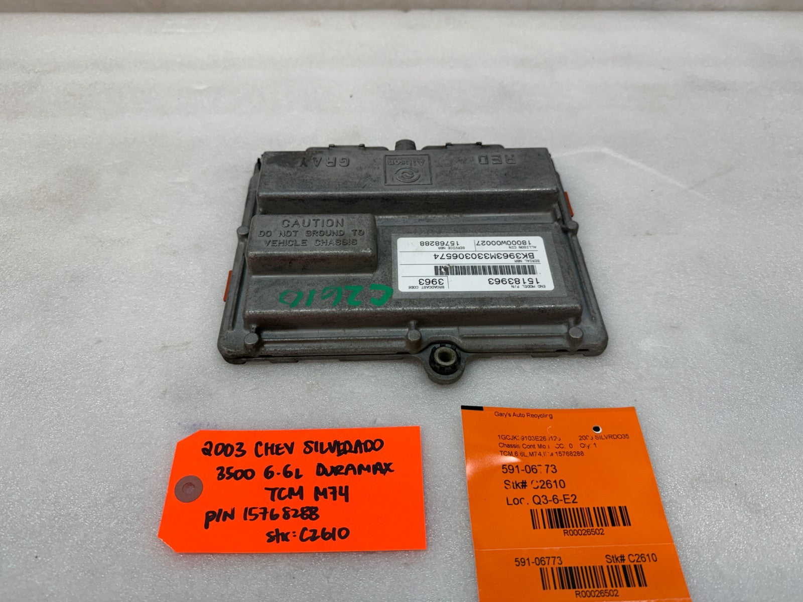 03 Chevrolet GMC SILVERADO 6.6 TCM TCU TRANSMISSION COMPUTER ALLISON 15768288