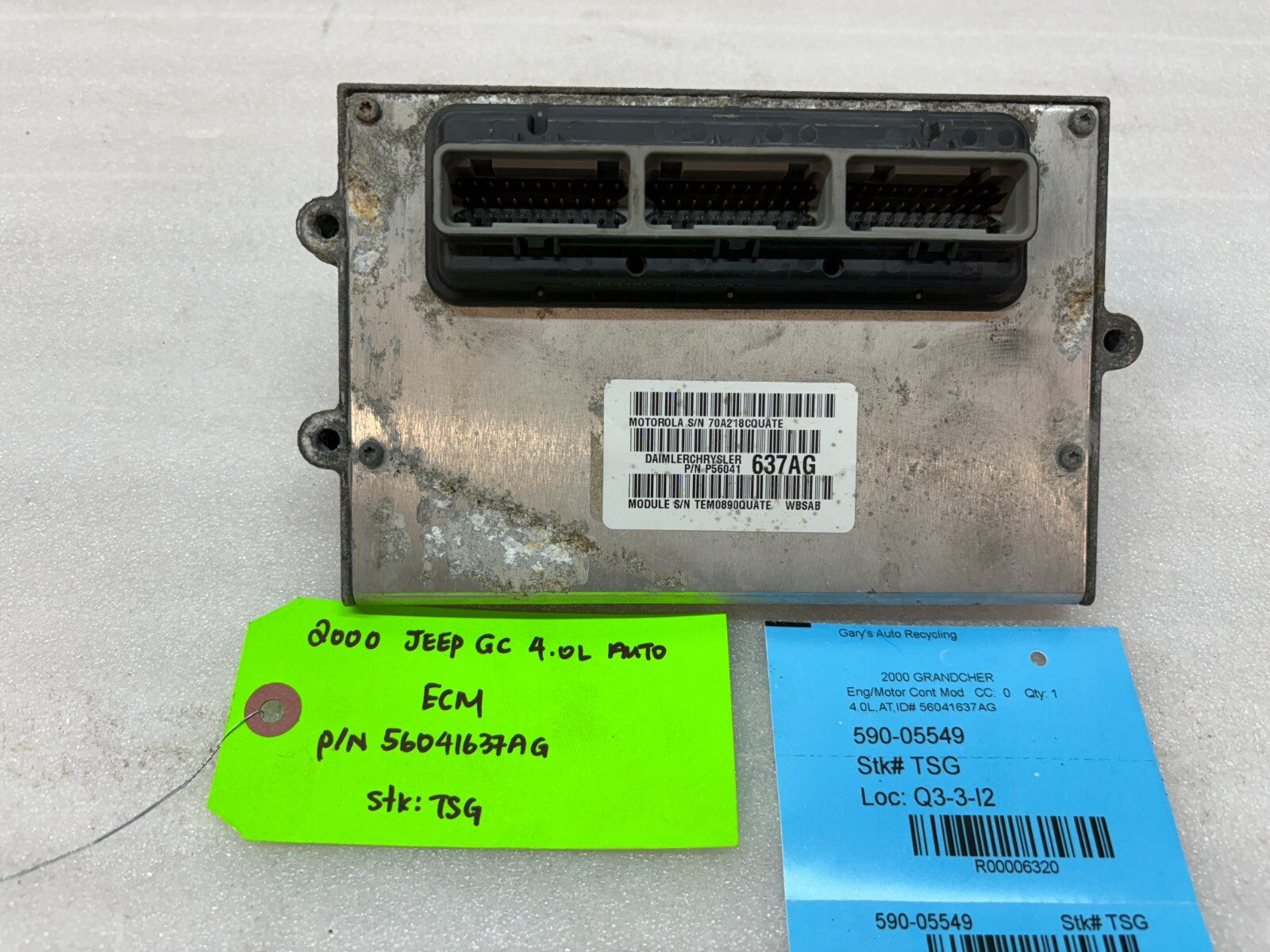 00 JEEP GRAND CHEROKEE 4.0 AUTOMATIC ENGINE COMPUTER ECM ECU P56041637AG