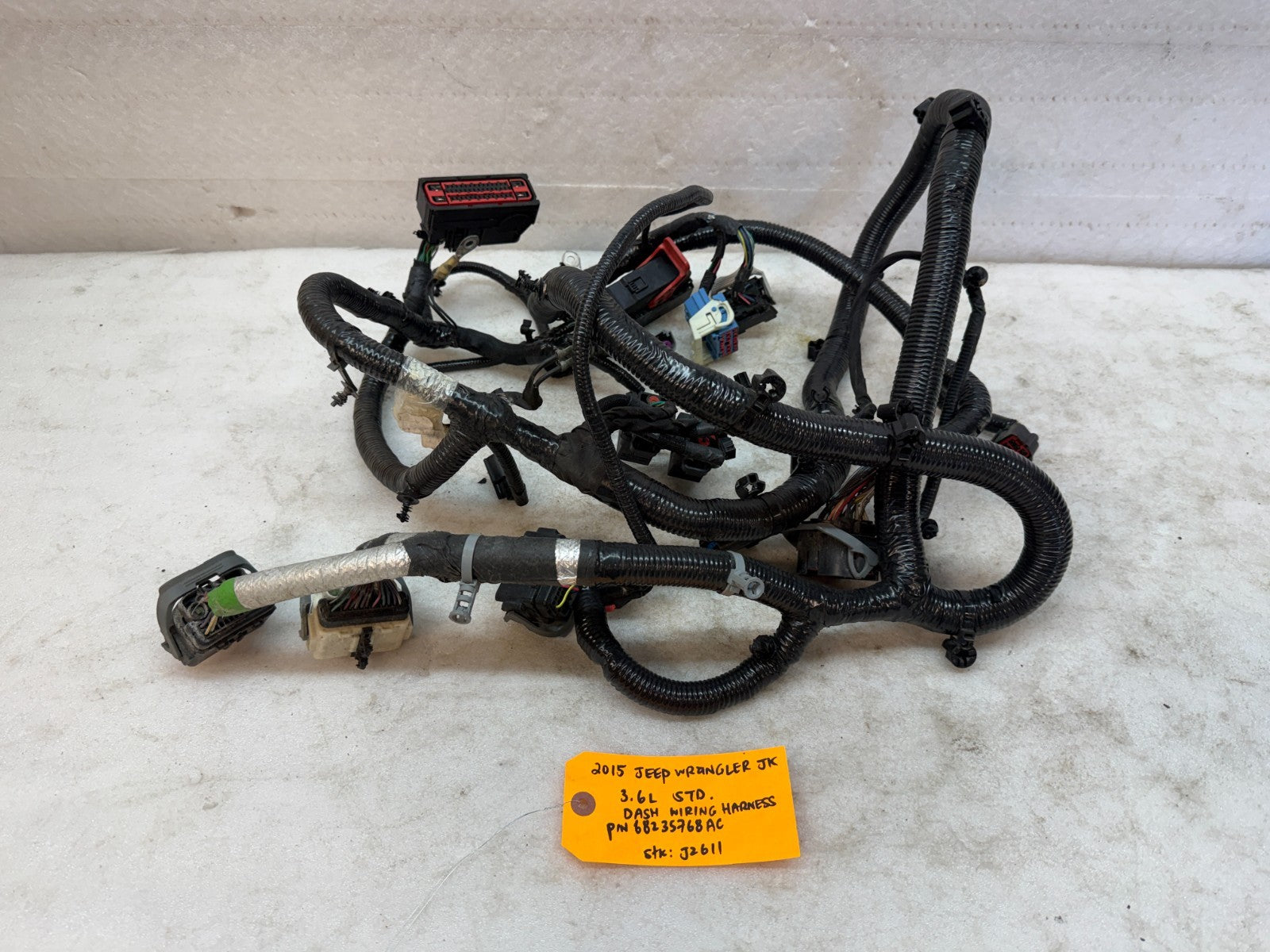 15 JEEP WRANGLER JK 3.6 DASH GAUGE WIRING HARNESS LOOM P68235768AC