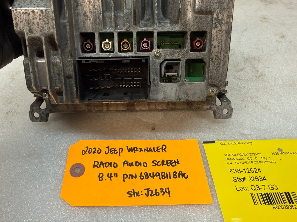 20 JEEP WRANGLER JL 8.4" RADIO DISPLAY SCREEN 68498118AC