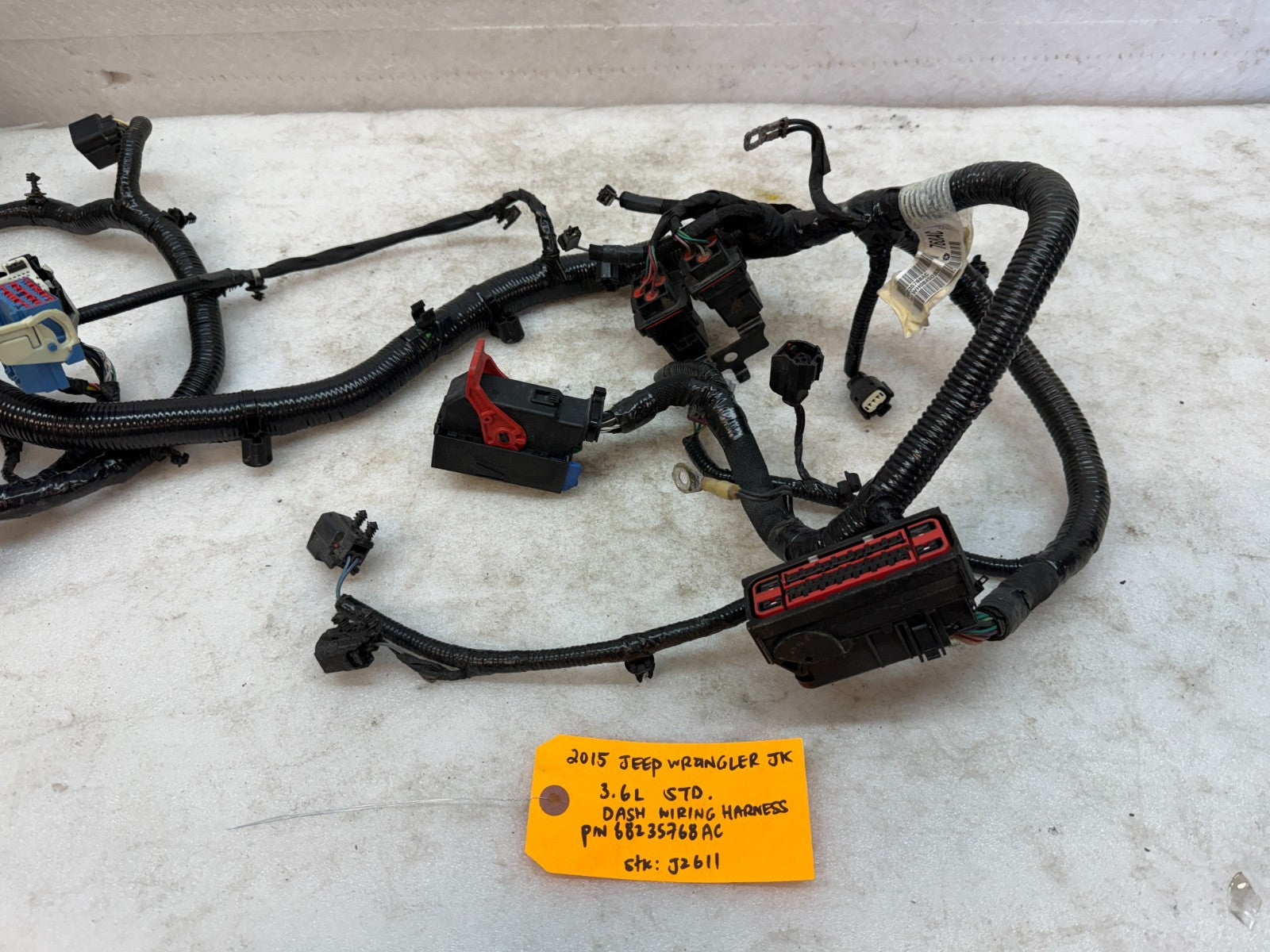 15 JEEP WRANGLER JK 3.6 DASH GAUGE WIRING HARNESS LOOM P68235768AC