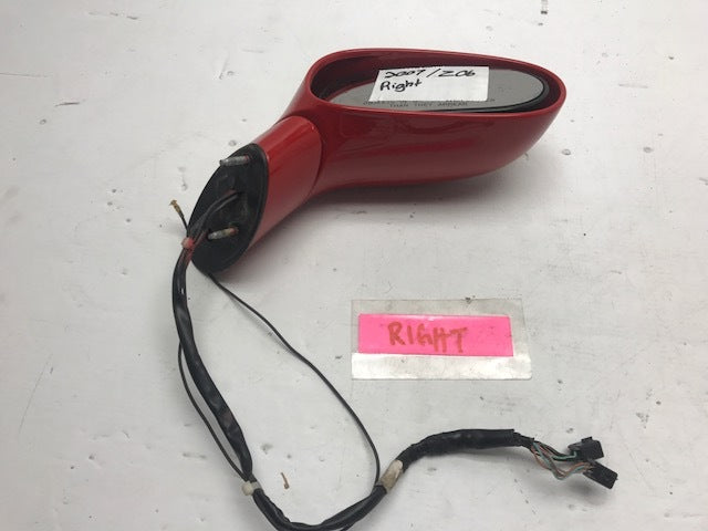 07 CHEVROLET CORVETTE Z06 C6 RIGHT PASSENGER POWER MIRROR W/ U2K DD0 RED