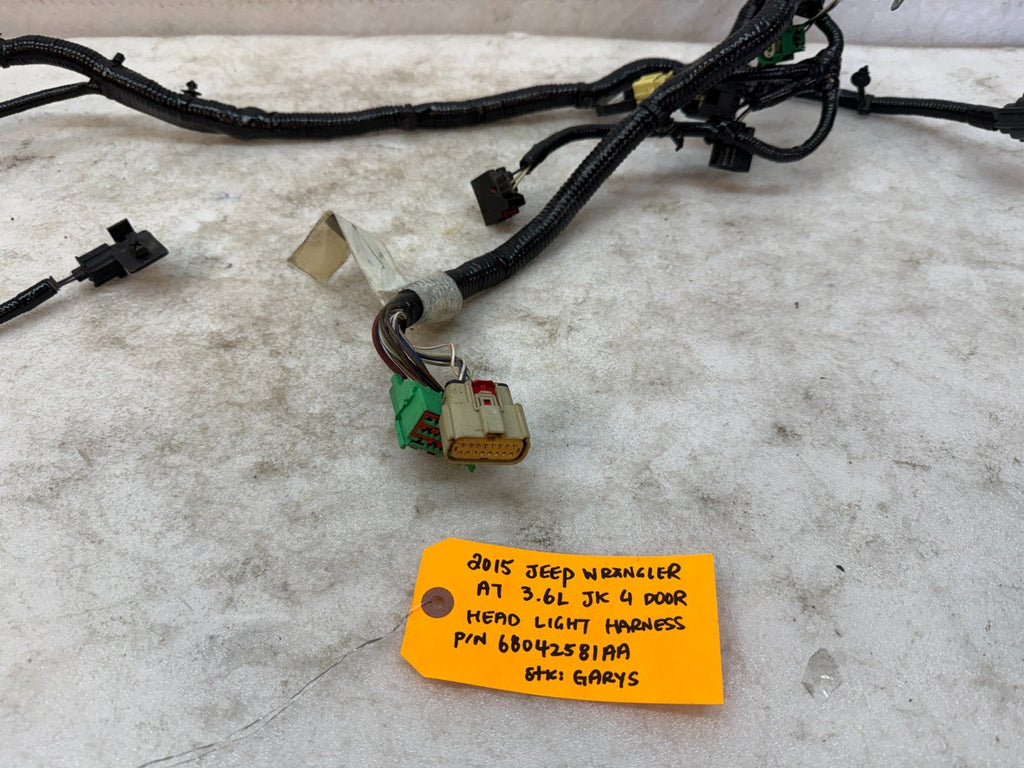 15 JEEP WRANGLER JK FRONT HEADLIGHT HEADLAMP WIRING HARNESS 68042581AA