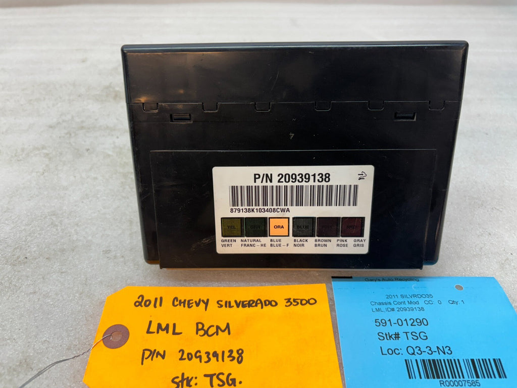 11-14 Chevrolet GMC 2500HD DURAMAX 6.6 LML BCM BODY CONTROL MODULE 20939138