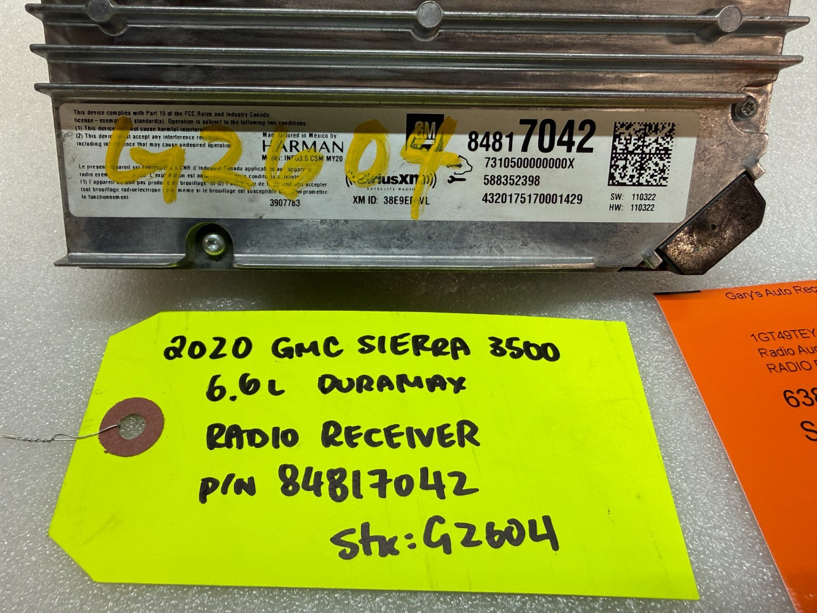 20 Chevrolet GMC SIERRA SILVERADO RADIO RECEIVER MODULE 19-23 84817042