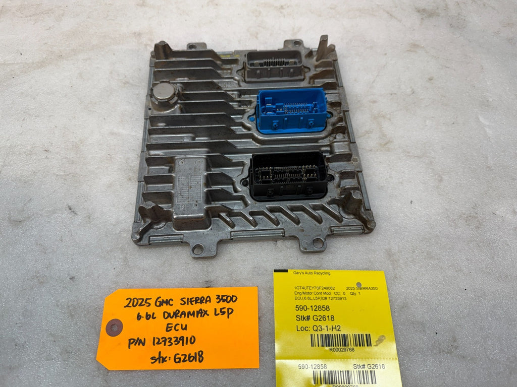 25 GMC 2500 3500 SIERRA 6.6 L5P DURAMAX DIESEL ENGINE COMPUTER ECM ECU 12733910
