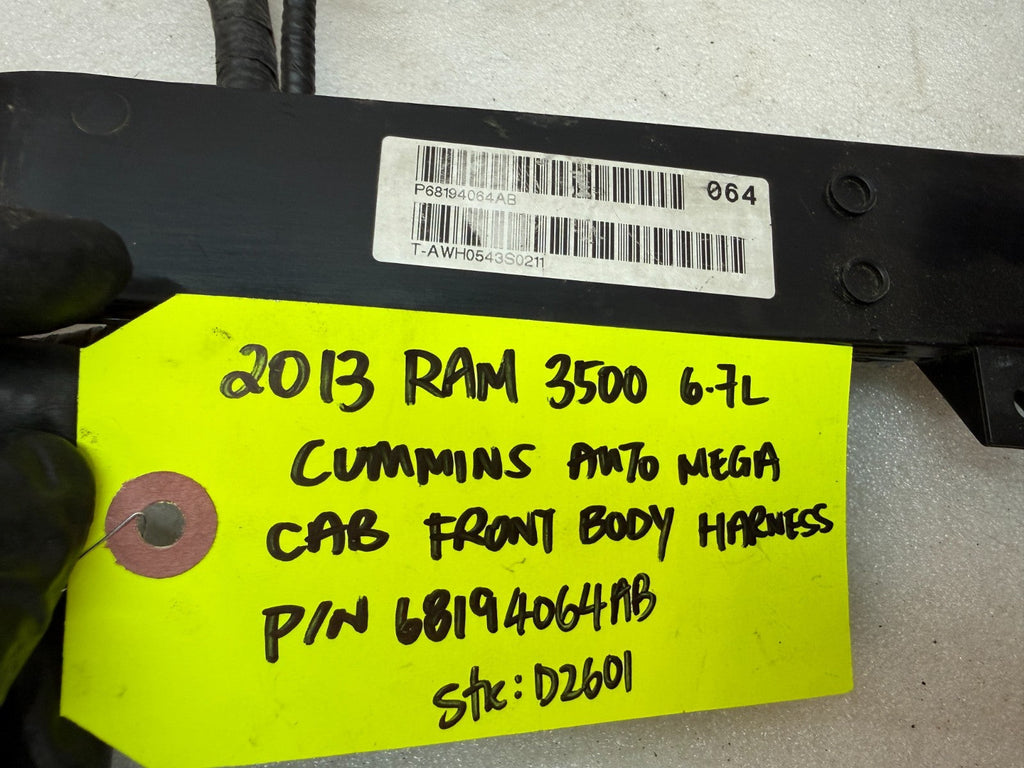 13 RAM 2500 3500 6.7 OEM DASH FIREWALL WIRING HARNESS LOOM P68194064AB 13-18