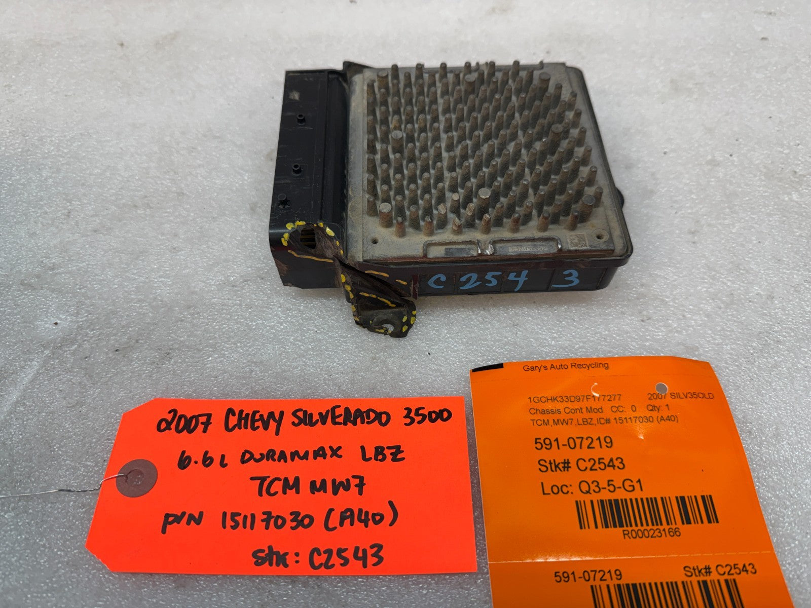 06 07 08 GMC SIERRA ALLISON A40 TRANSMISSION CONTROL MODULE TCM TCU A40 15117030