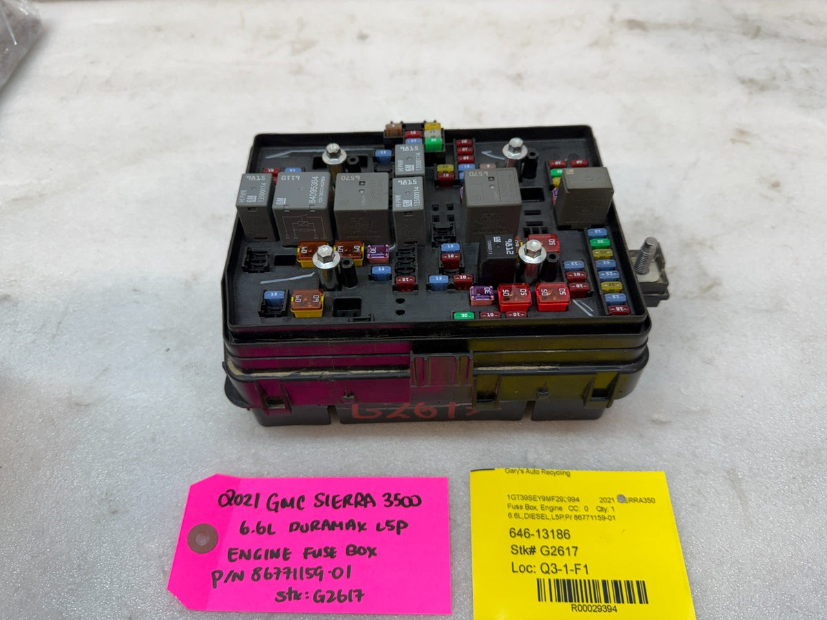 21 CHEVROLET GMC SIERRA SILVERADO 3500 2500 ENGINE FUSE RELAY BOX 86771159 19-21