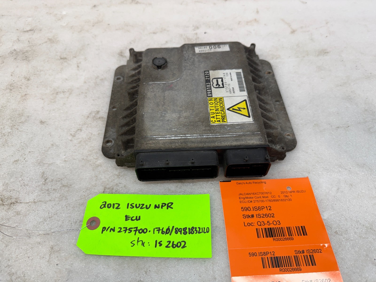 12 ISUZU NRR NPR NQR 5.2 4HK1 ECU ECM COMPUTER MODULE 275700-1760 8981832120