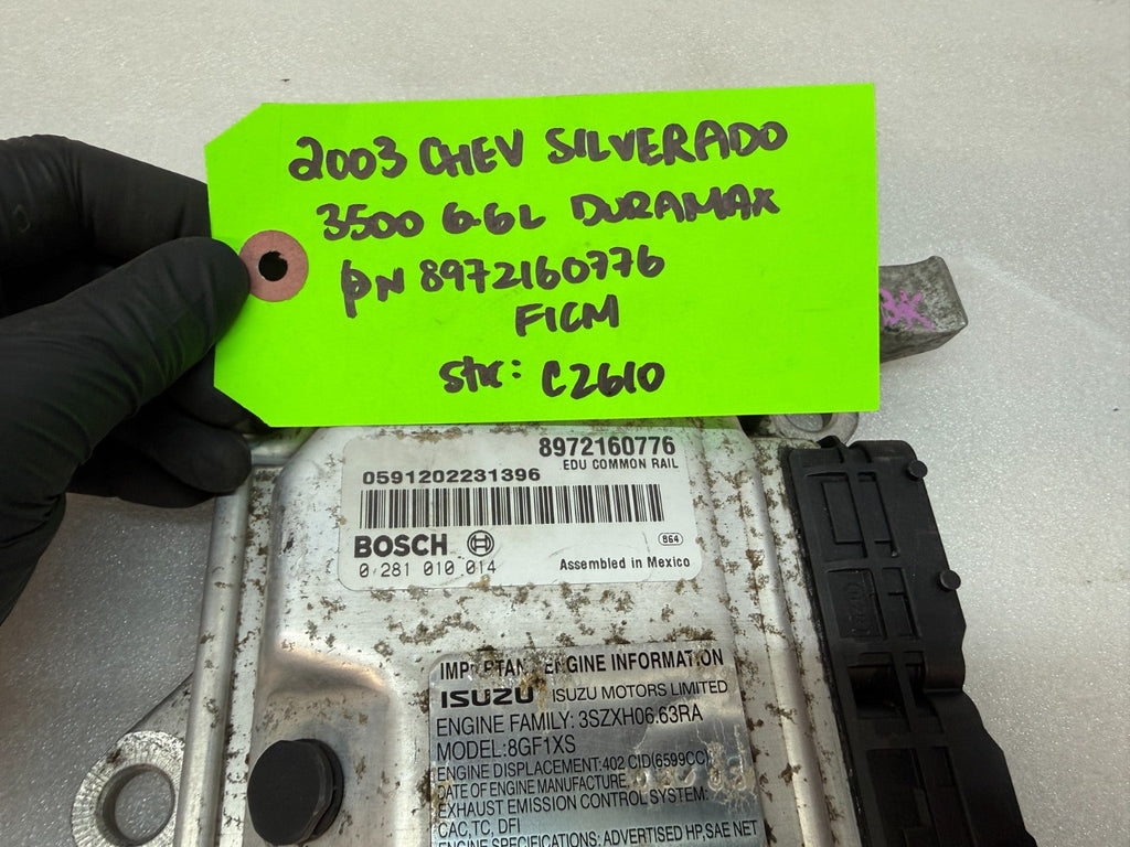 03 Chevrolet GMC LB7 6.6 DURAMAX FICM FUEL INJECTION CONTROL MODULE 8972160776