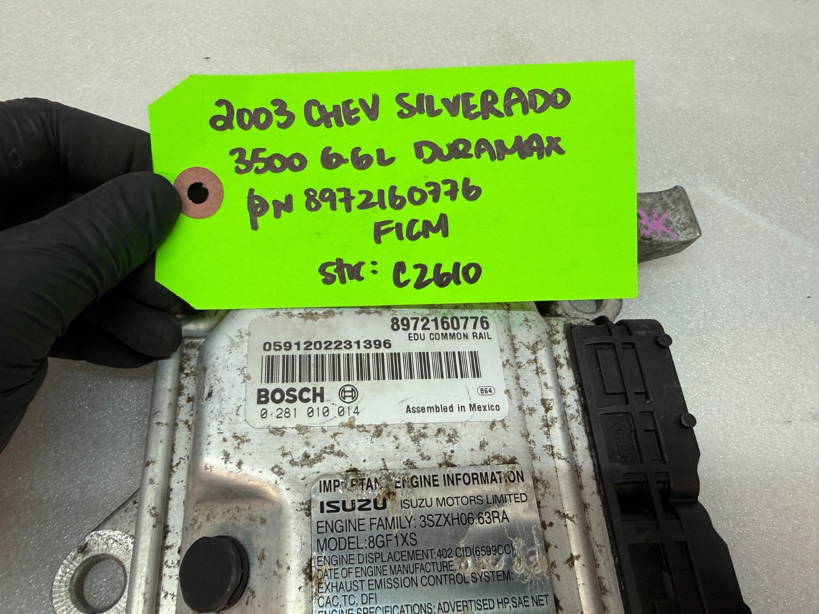 03 Chevrolet GMC LB7 6.6 DURAMAX FICM FUEL INJECTION CONTROL MODULE 8972160776