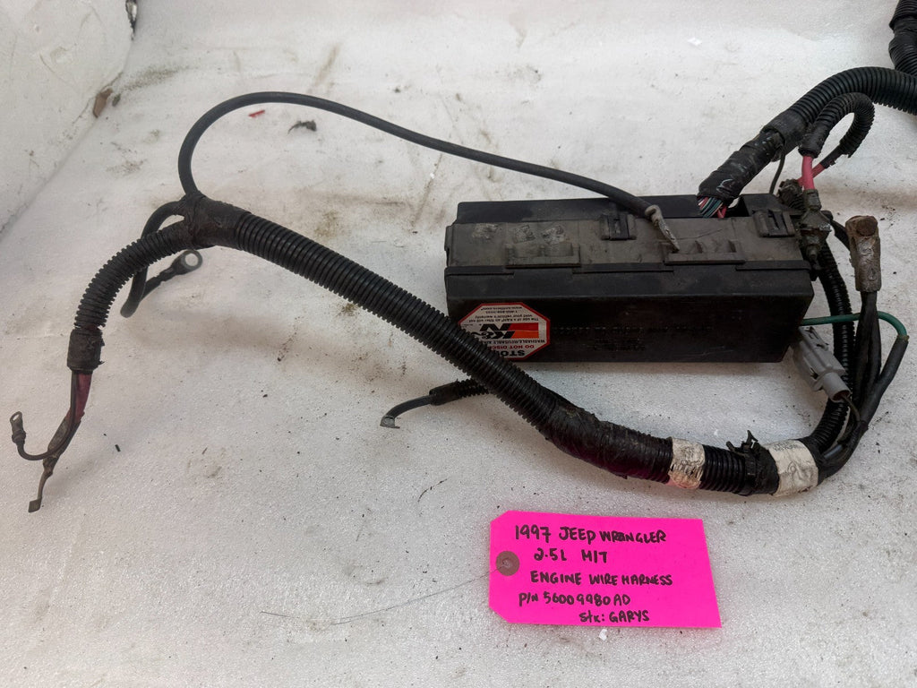 1997 JEEP WRANGLER TJ 2.5 ENGINE MANUAL TRANS FUSE BOX HARNESS LOOM 56009980AD