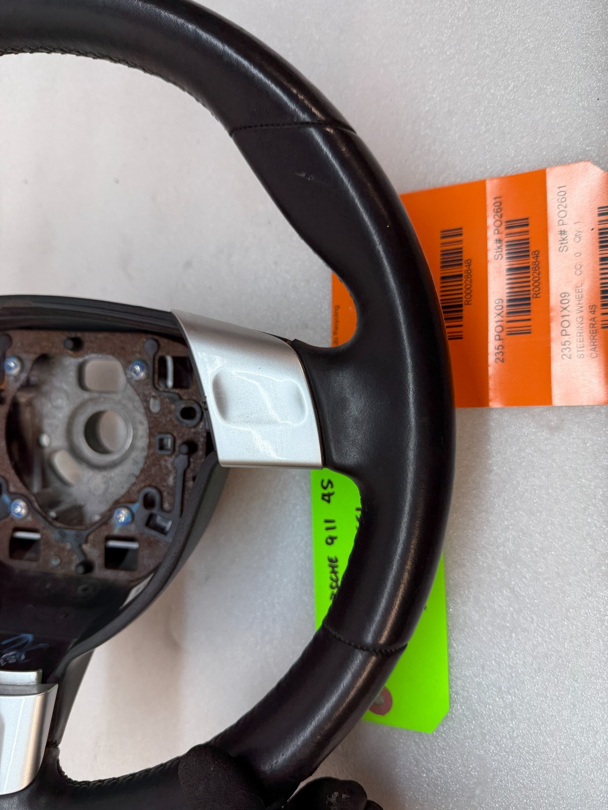 09 PORSCHE 997 911 BLACK LEATHER SPORT STEERING WHEEL MANUAL 99734780442 06-09