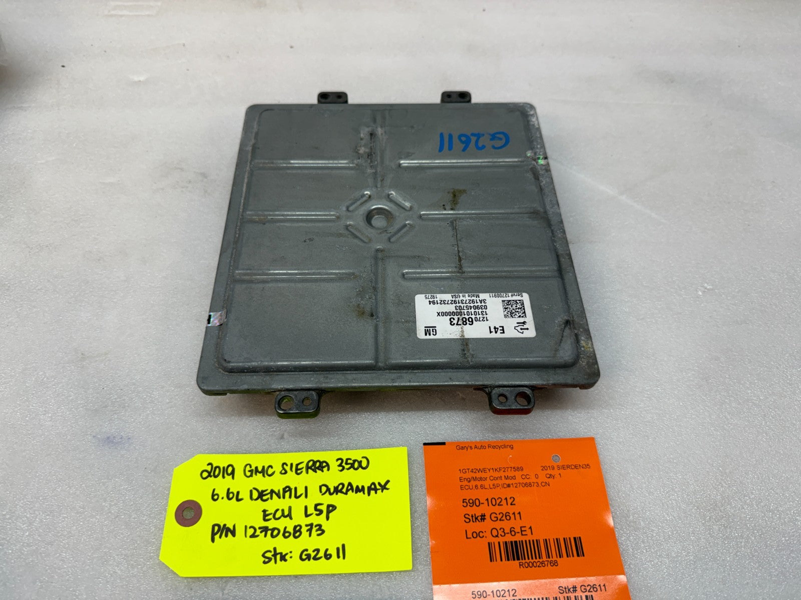 19 Chevrolet GMC 2500HD DURAMAX 6.6 L5P ENGINE COMPUTER ECU ECM 12706873