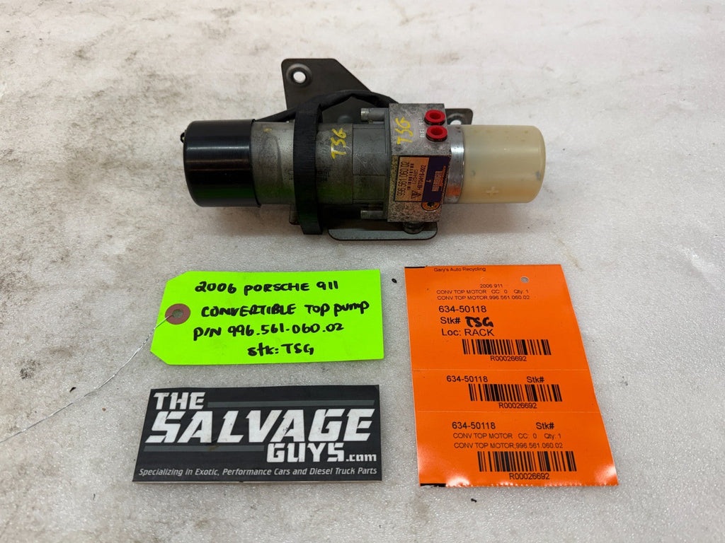 99-12 PORSCHE 997 CONVERTIBLE CABRIOLET ROOF HYDRAULIC MOTOR PUMP 99656106002