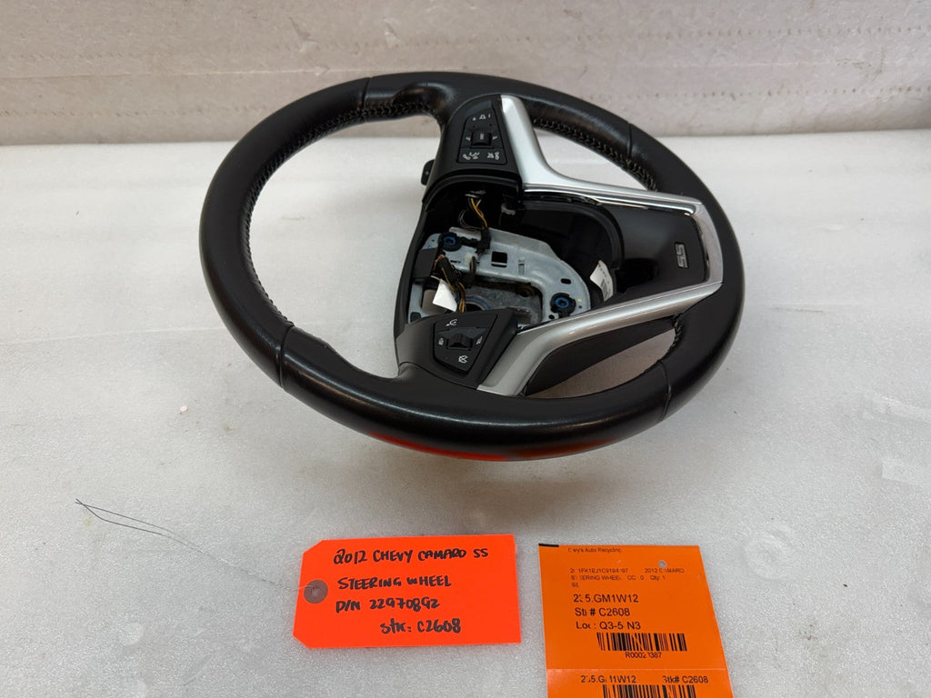 12-15 CHEVROLET CAMARO SS BLACK LEATHER STEERING WHEEL AUTO TRANS 22970892