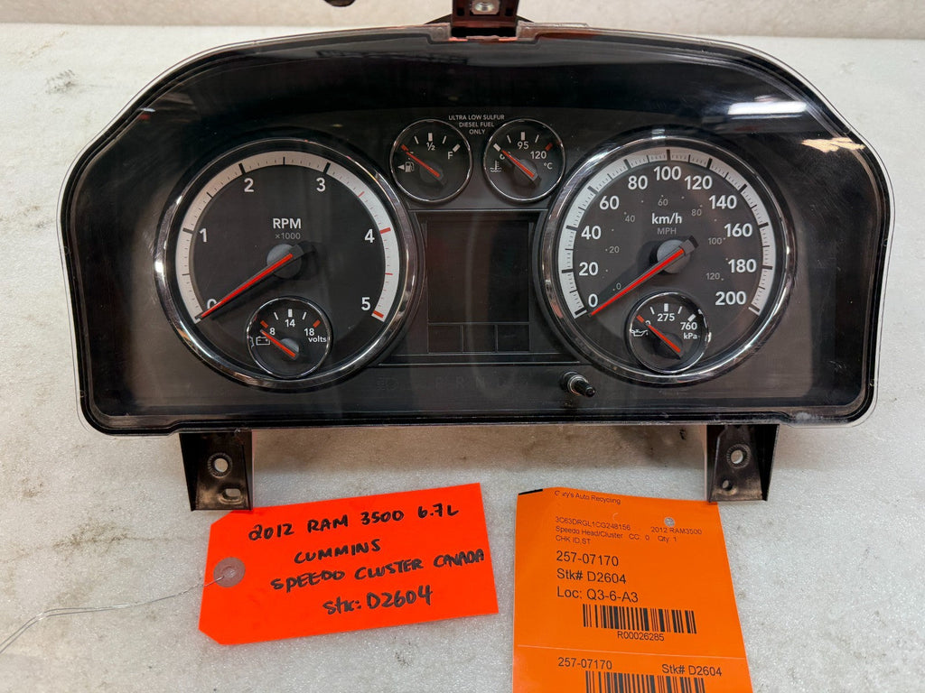 10 11 12 DODGE RAM 2500 3500 6.7 METRIC GAUGE CLUSTER SPEEDO TACH