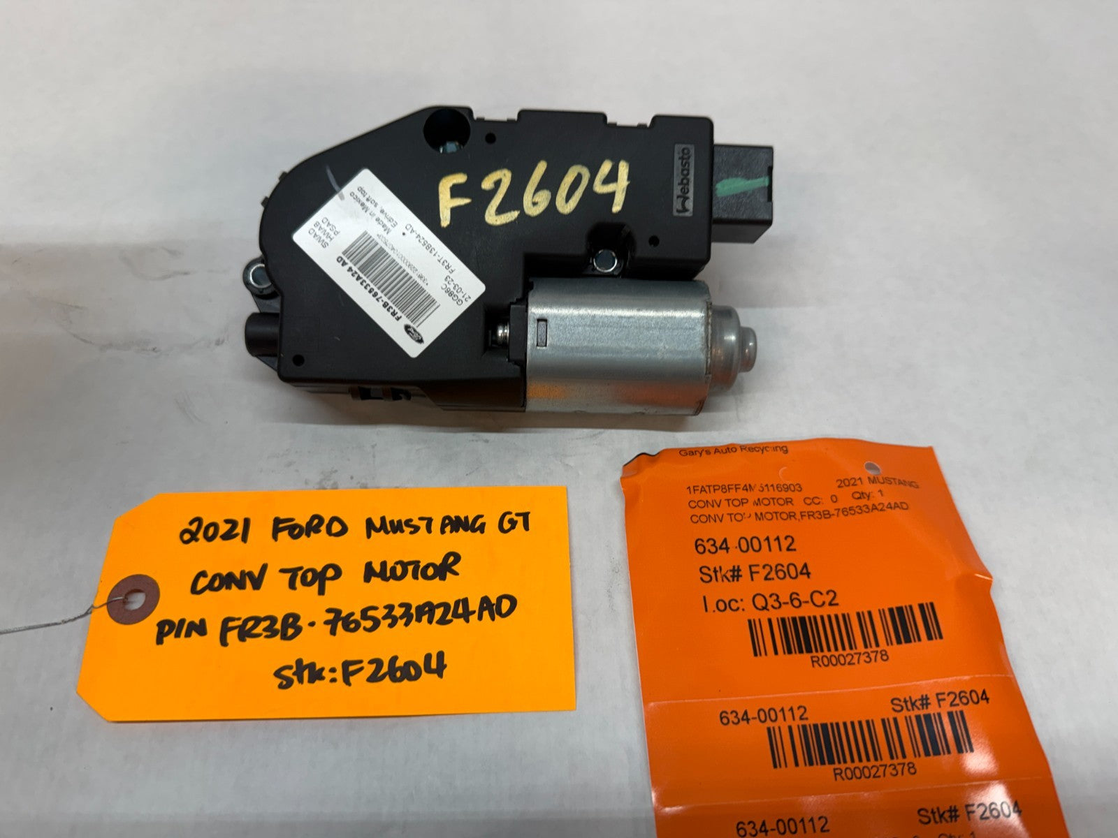 15-23 FORD MUSTANG 5.0 GT S550 LEFT RIGHT POWER ROOF TOP MOTOR FR3B-76533A24AD