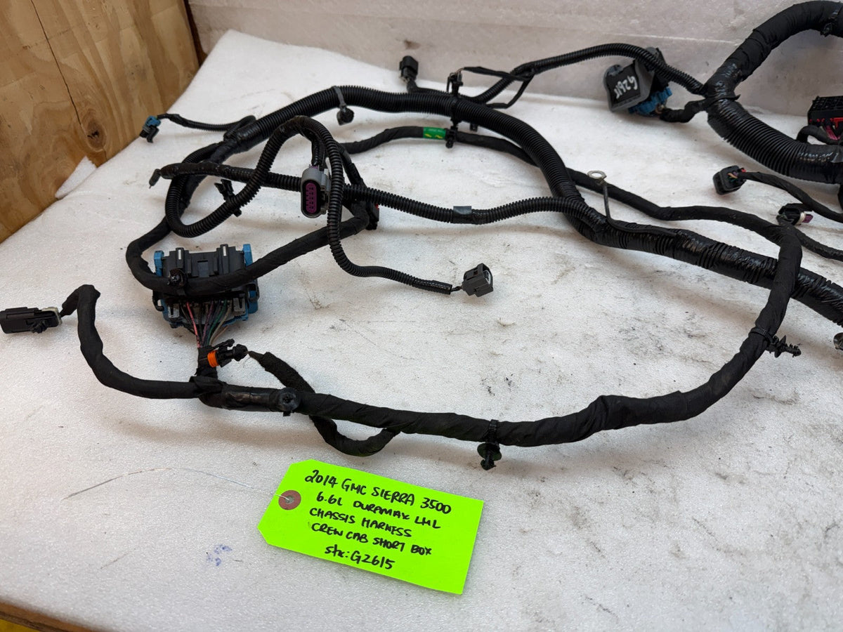 14 Chevrolet GMC 2500HD 3500 4wd CREW CAB SHORT BOX CHASSIS WIRING HARNESS
