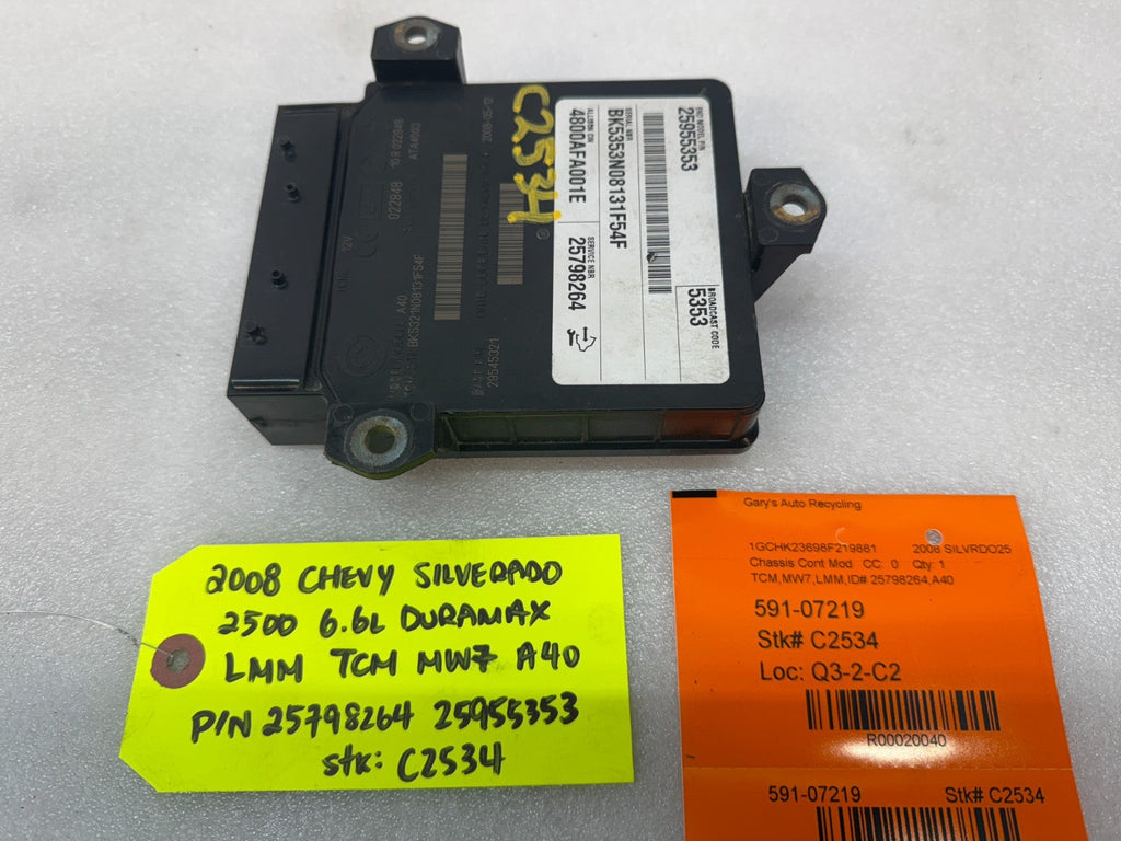 06 07 08 GMC SIERRA ALLISON A40 TRANSMISSION CONTROL MODULE TCM TCU A40 25798264