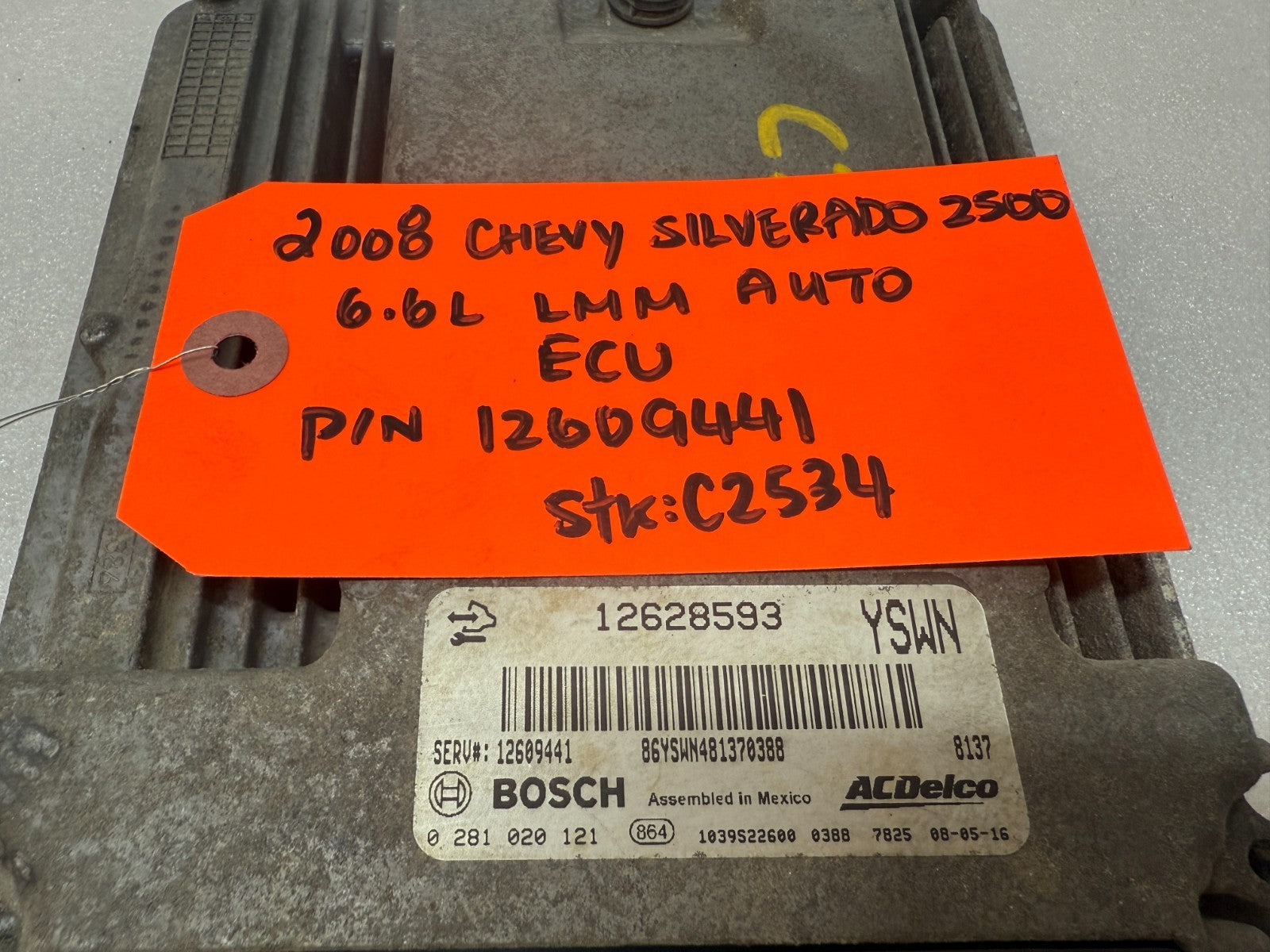 08 09 10 Chevrolet GMC 2500HD DURAMAX 6.6 LMM ECM ECU ENGINE COMPUTER 12609441