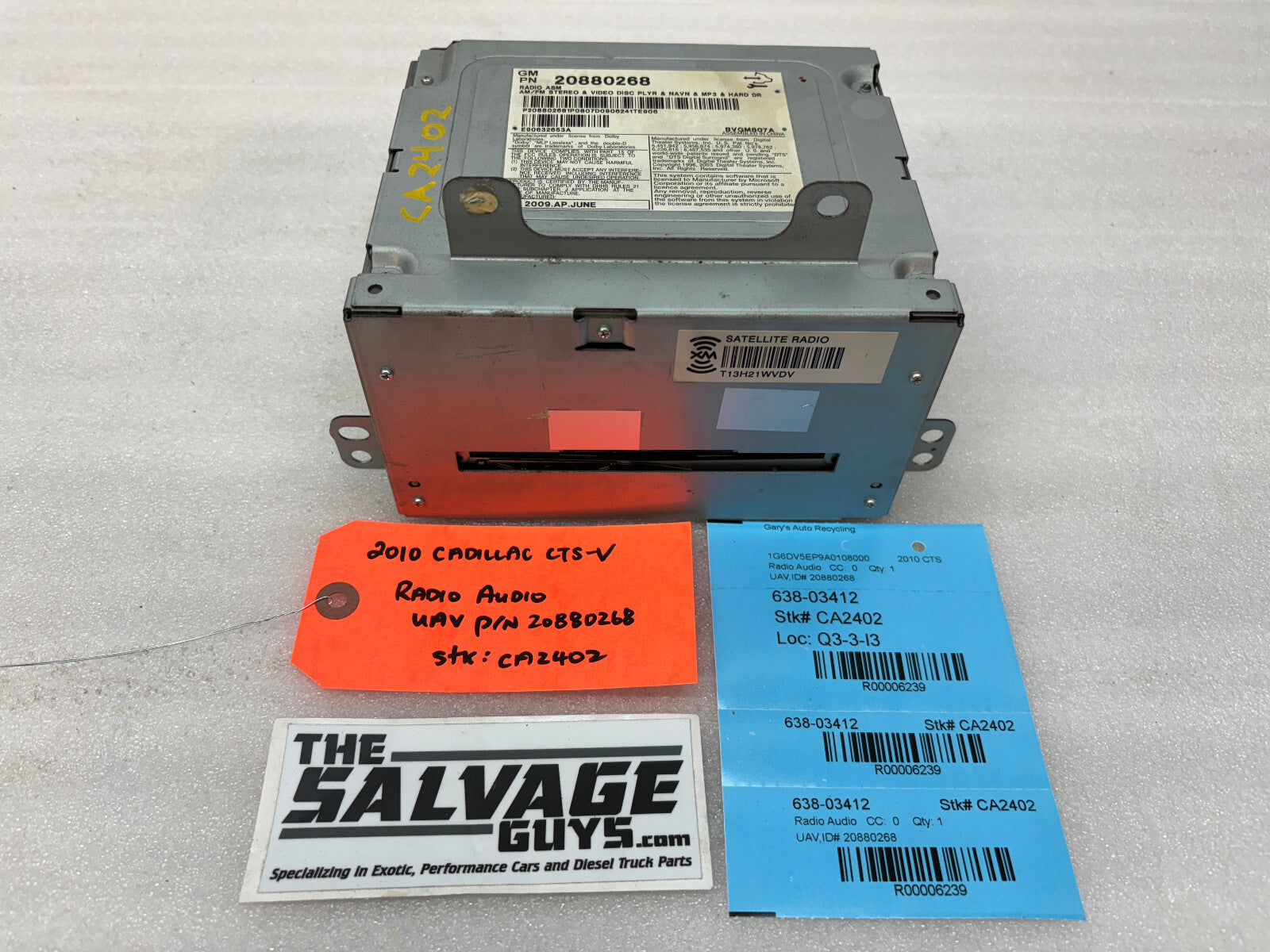 10 CADILLAC CTS-V CTSV OEM CD RADIO STEREO HEAD UNIT 20880268 08-11