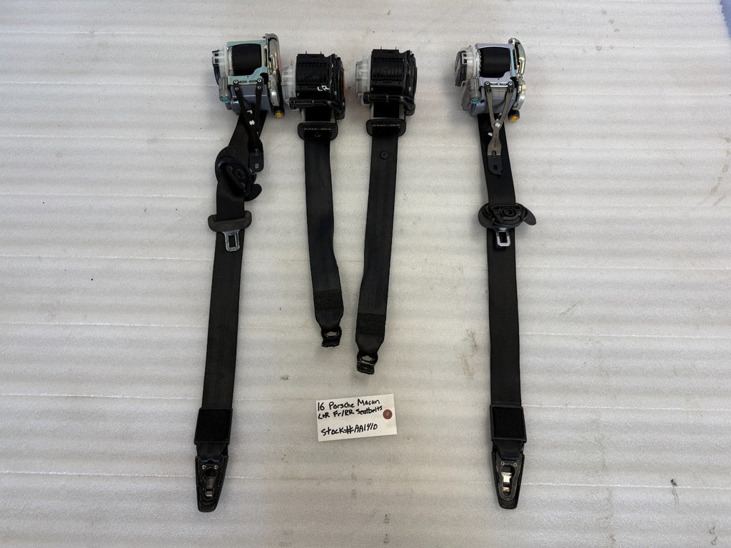 15-18 PORSCHE MACAN S 95B OEM BLACK FRONT REAR SEATBELTS SEAT BELTS