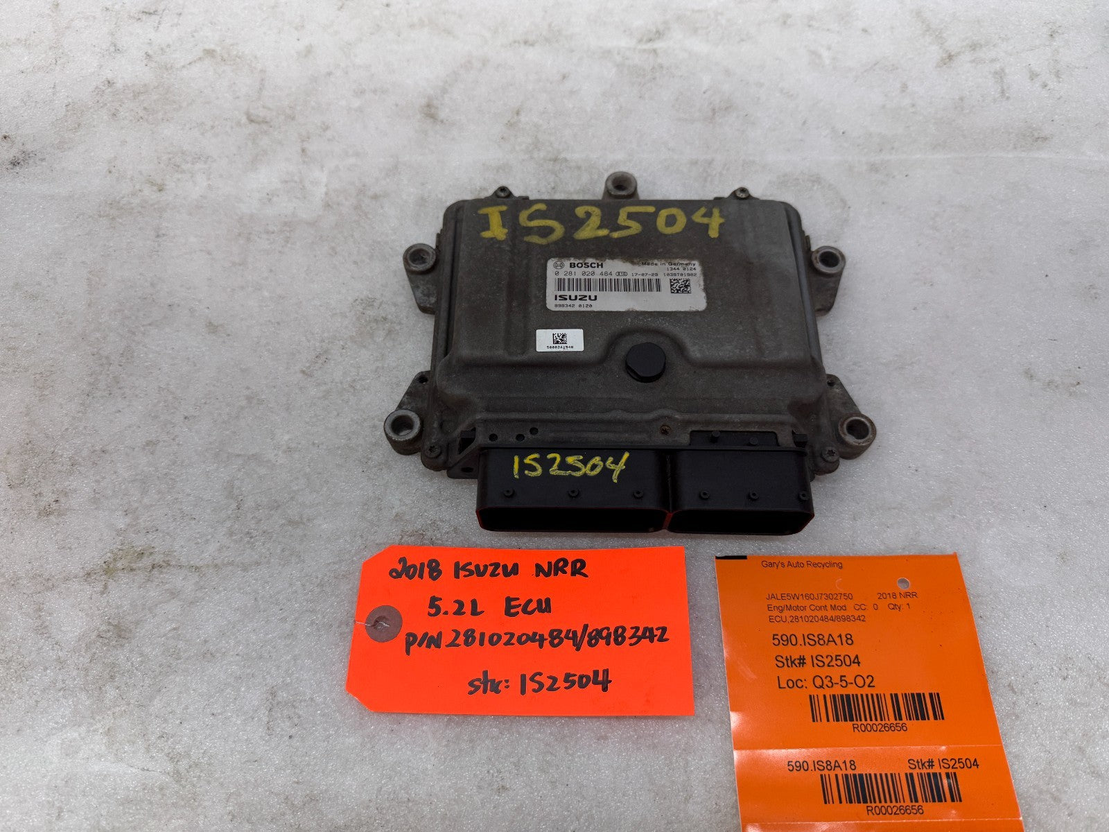 18 ISUZU NRR NPR NQR 5.2 ENGINE COMPUTER CONTROL MODULE ECM ECU 281020484
