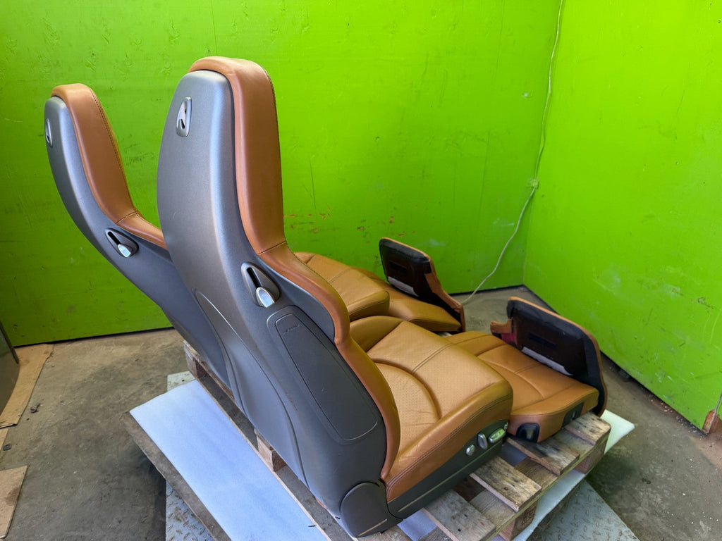 05-13 PORSCHE 997 911 LEFT RIGHT POWER HEATED 18 WAY SPORT SEATS NATURAL BROWN