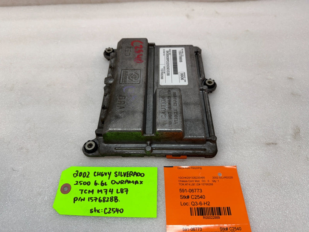 02 Chevrolet GMC SILVERADO 6.6 TCM TCU TRANSMISSION COMPUTER ALLISON 15768288