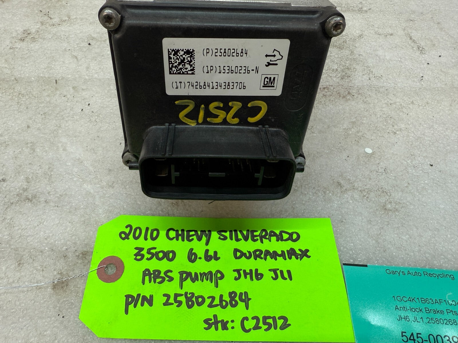 07-10 Chevrolet GMC 2500HD 3500 SIERRA DURAMAX ABS ANTI LOCK BRAKE PUMP 25802684