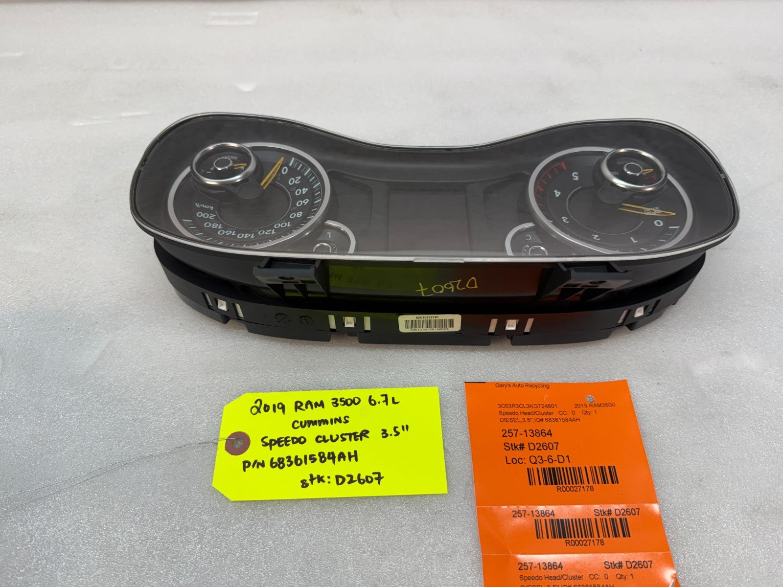19 20 21  RAM 2500 3500 6.7 CUMMINS GAUGE CLUSTER SPEEDOMETER TACH 68361584AH