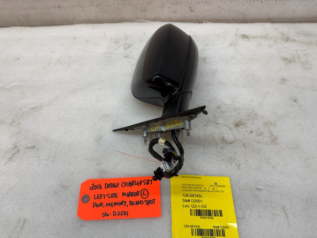 16 DODGE CHALLENGER HELLCAT SRT OEM BLACK LEFT MIRROR W/ BS MEMORY ETC 12-24