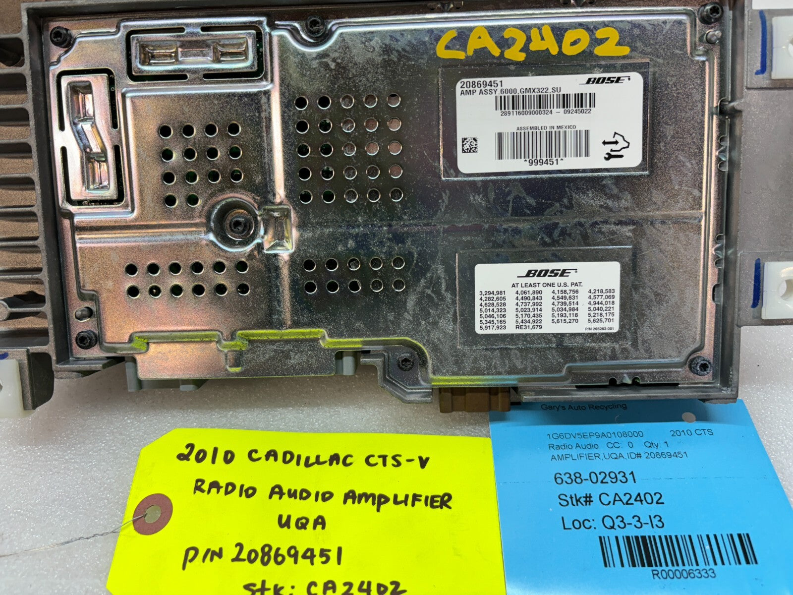 10 CADILLAC CTS-V CTSV OEM BOSE STEREO RADIO AMP AMPLIFIER 20869451 08-15