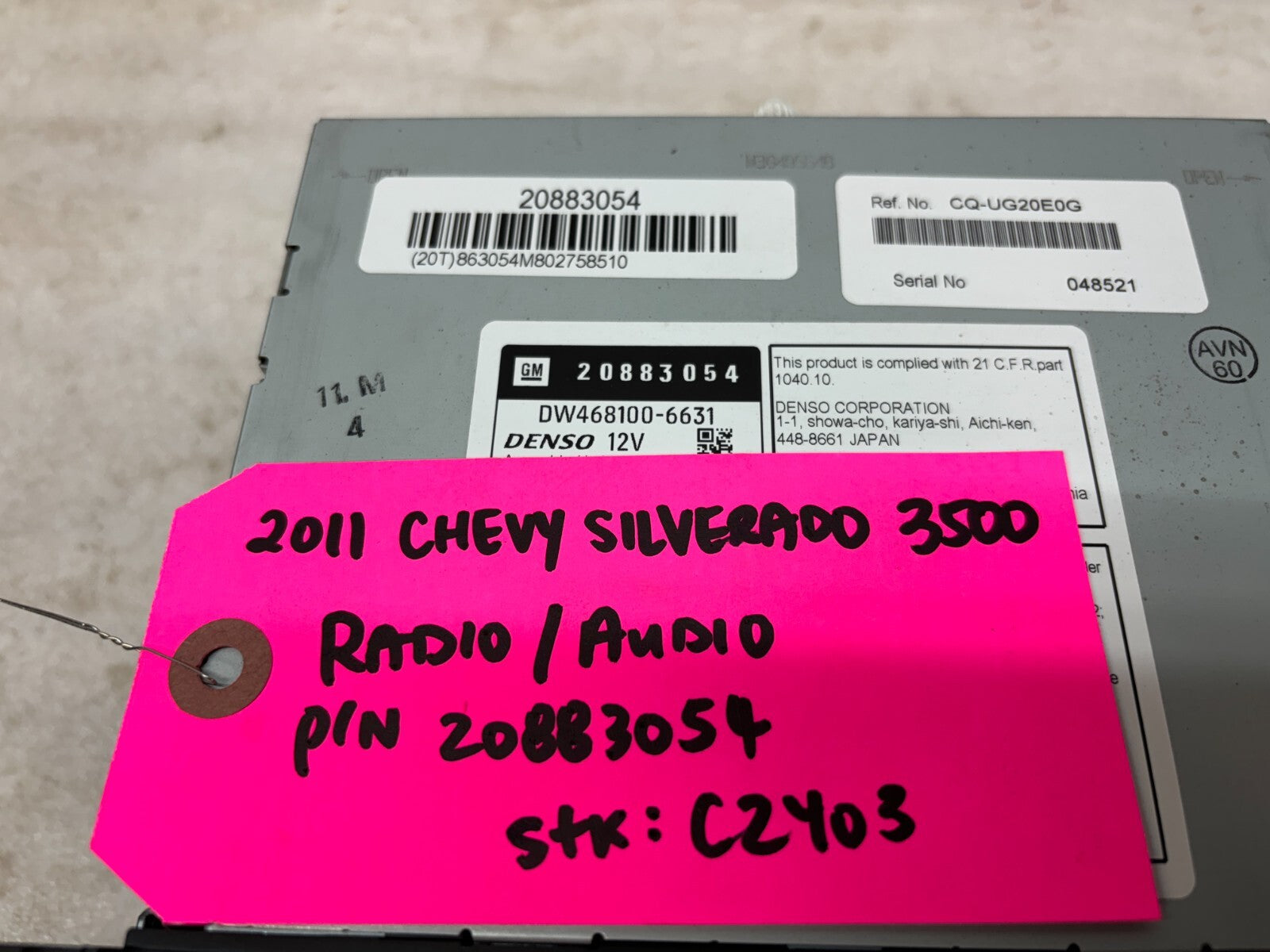 11 GMC SIERRA CHEVROLET SILVERADO OEM UUK NAVIGATION STEREO RADIO 09-13 20883054