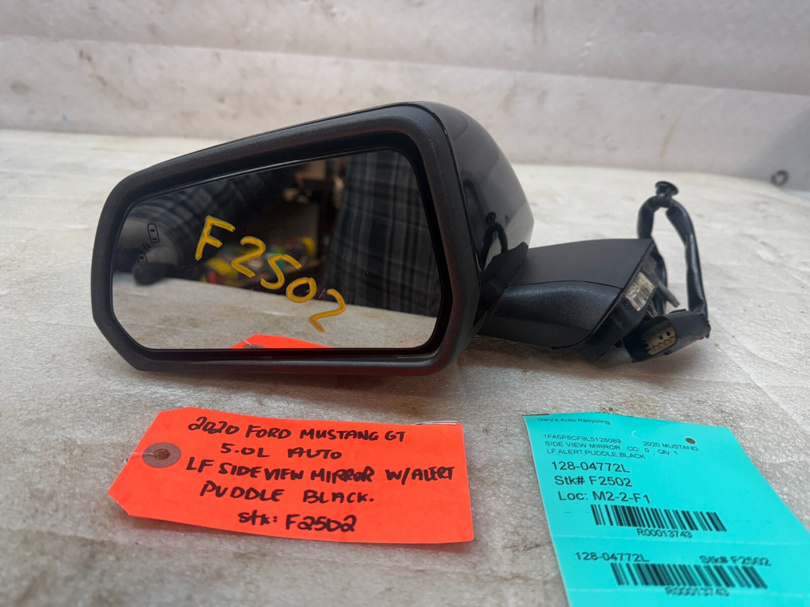 20 FORD MUSTANG 5.0 GT OEM BLACK LEFT  SIDE POWER MIRROR W/ BLINDSPOT PUDDLE