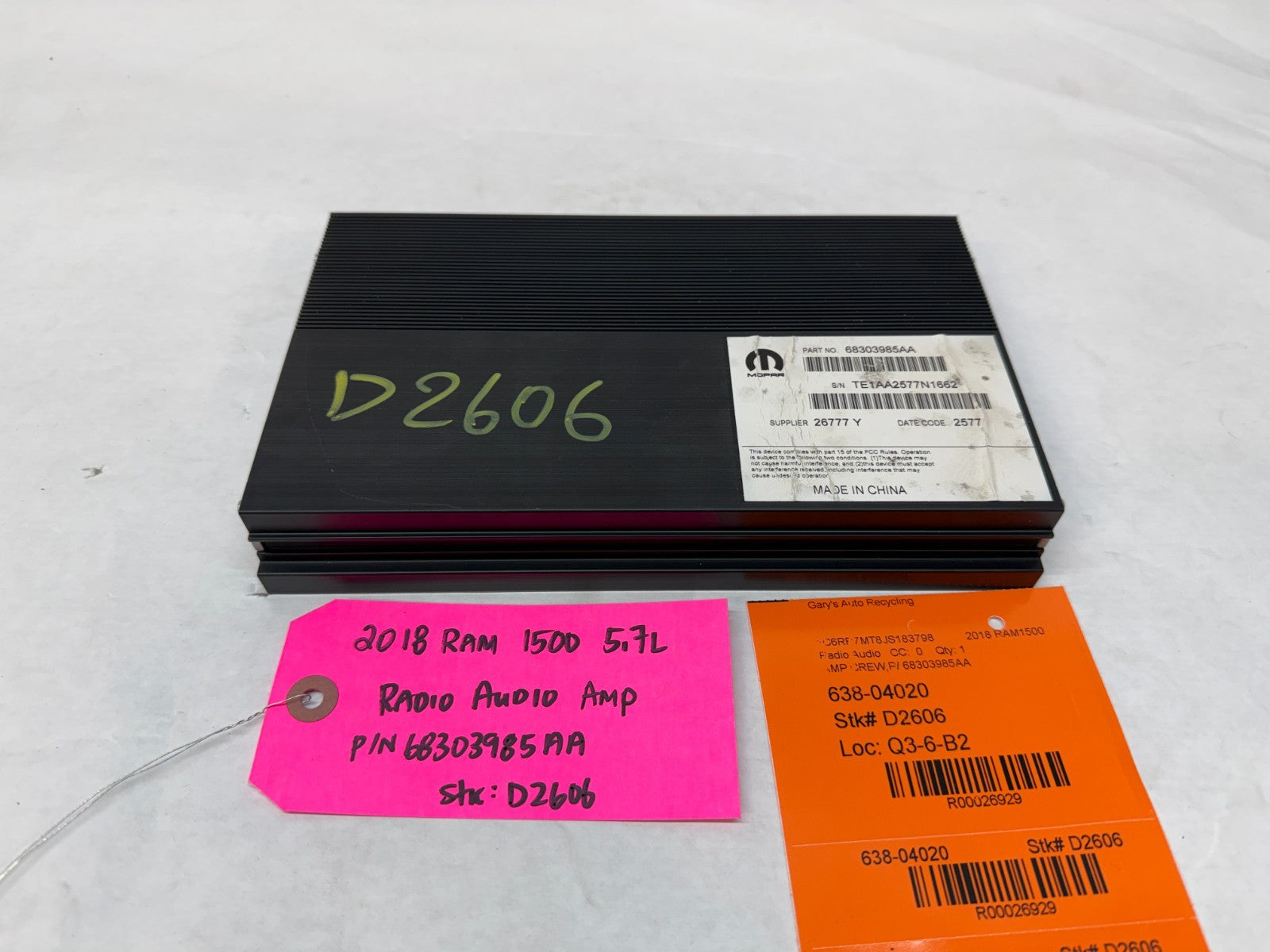 18 DODGE RAM SPORT 1500 5.7 STEREO RADIO AMPLIFIER AMP 68303985AA 13-18 63k