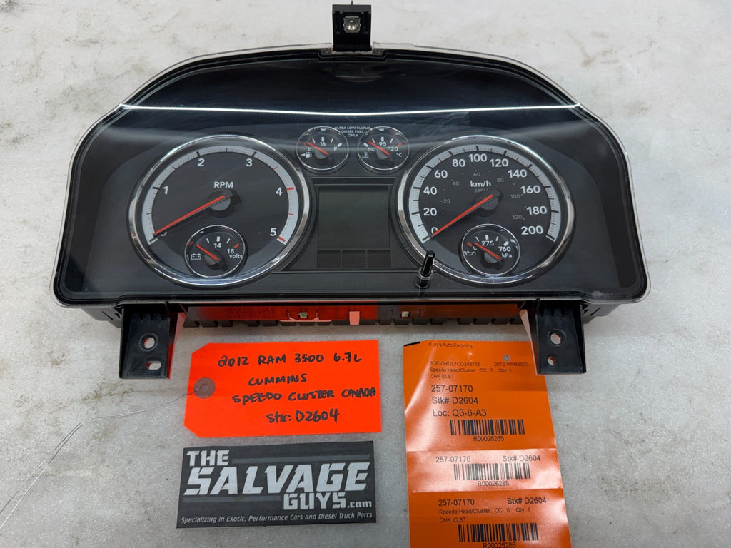 10 11 12 DODGE RAM 2500 3500 6.7 METRIC GAUGE CLUSTER SPEEDO TACH