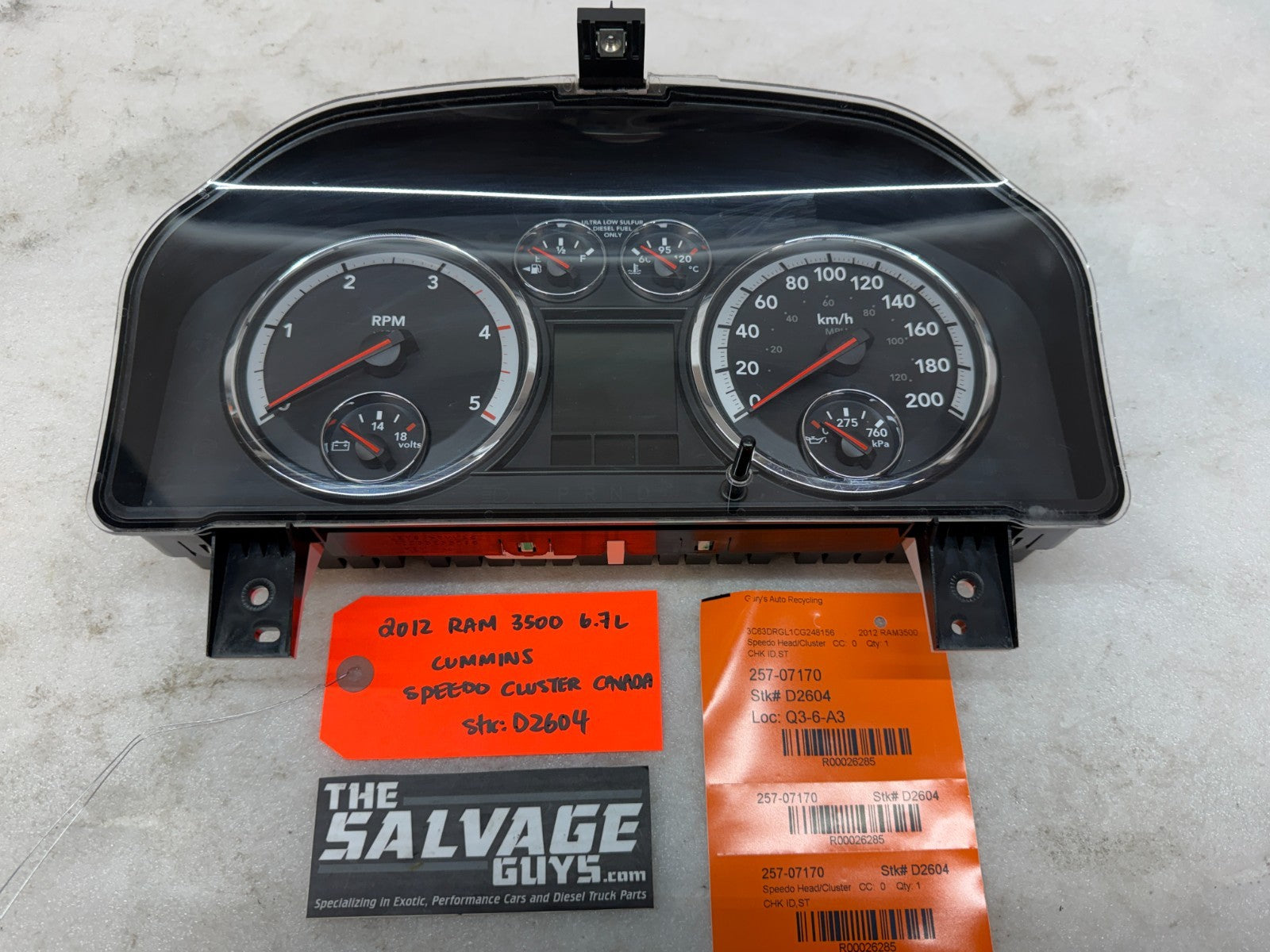 10 11 12 DODGE RAM 2500 3500 6.7 METRIC GAUGE CLUSTER SPEEDO TACH