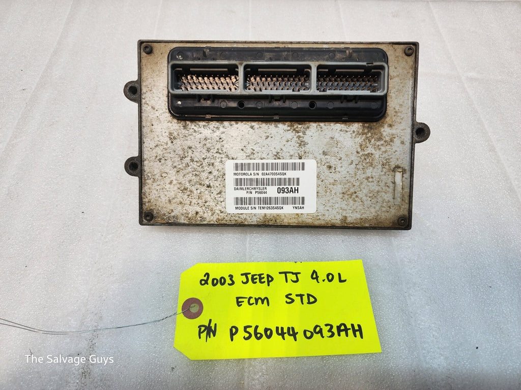 03 JEEP WRANGLER TJ 4.0 MANUAL TRANS ENGINE COMPUTER ECM ECU P56044093AH