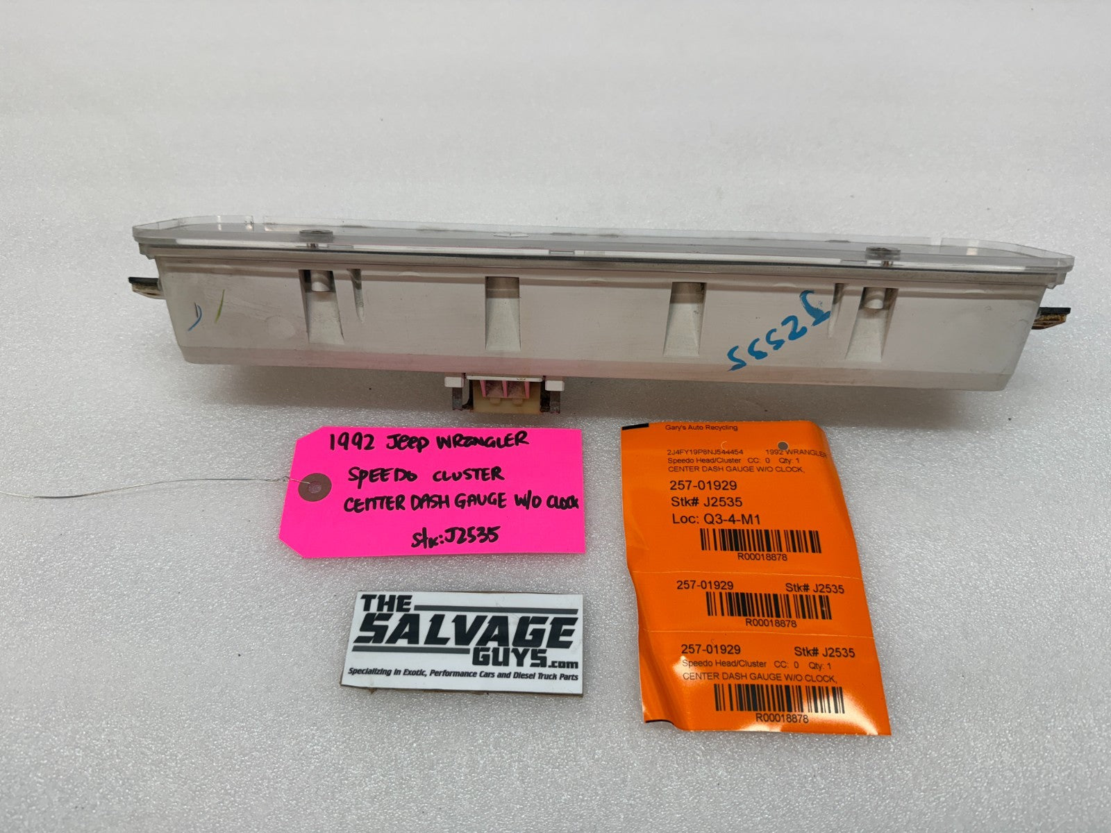 92-95 JEEP WRANGLER YJ OEM METRIC CENTER GAUGE CLUSTER P56004890