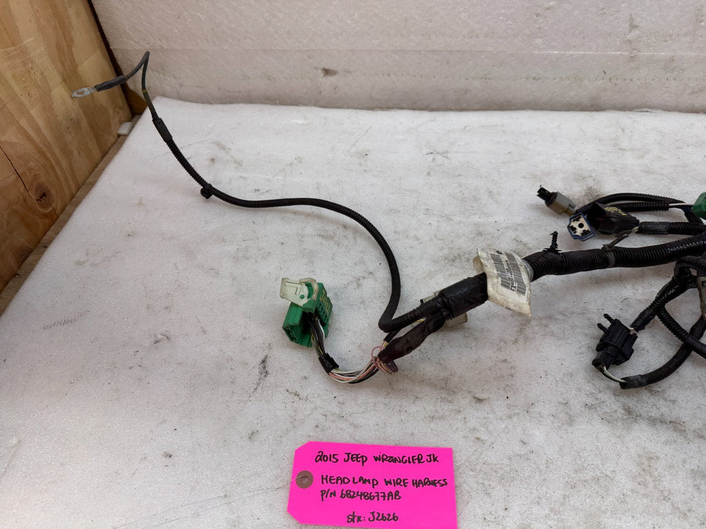 15 JEEP WRANGLER JK FRONT HEADLIGHT HEADLAMP WIRING HARNESS 68248677AB