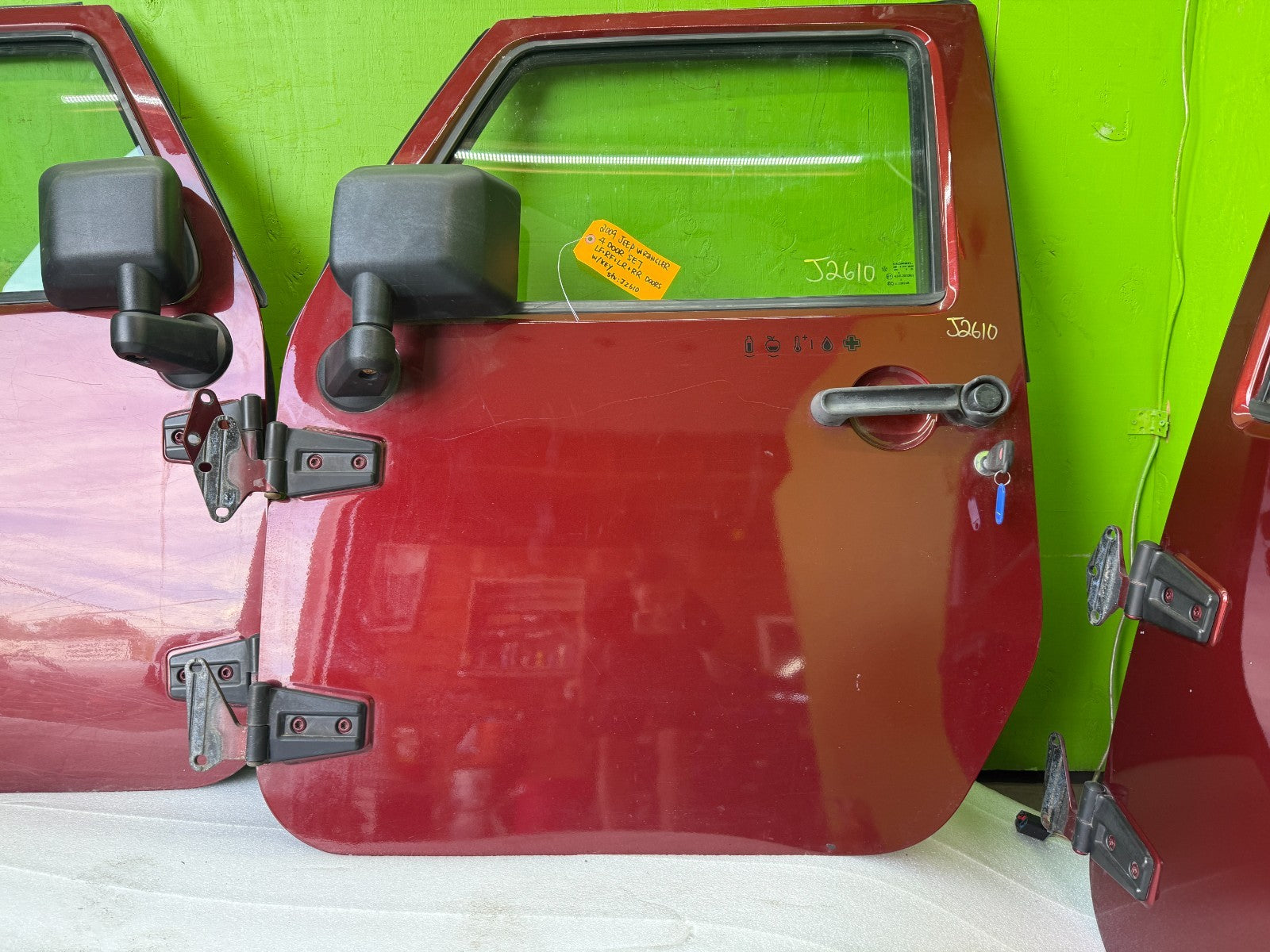07-18 JEEP WRANGLER JK OEM FULL HARD DOORS RED WITH DOOR PANELS MIRROR KEY PEM
