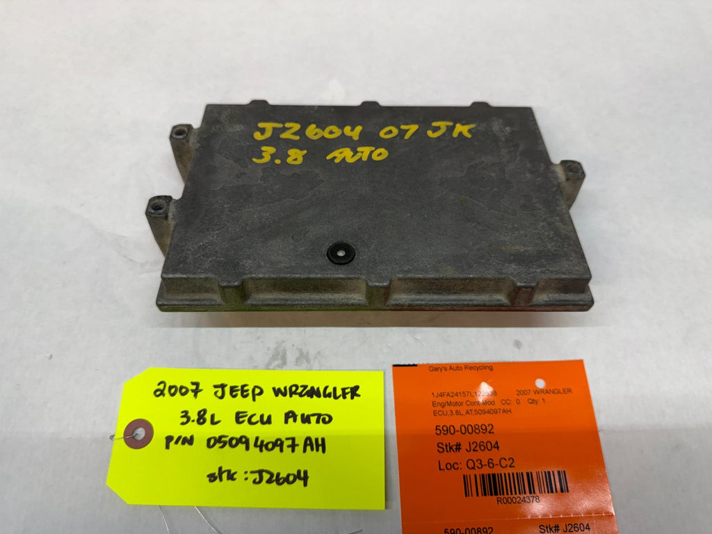 07 JEEP WRANGLER 3.8 AUTO JK ENGINE COMPUTER ECM ECU P05094097AH