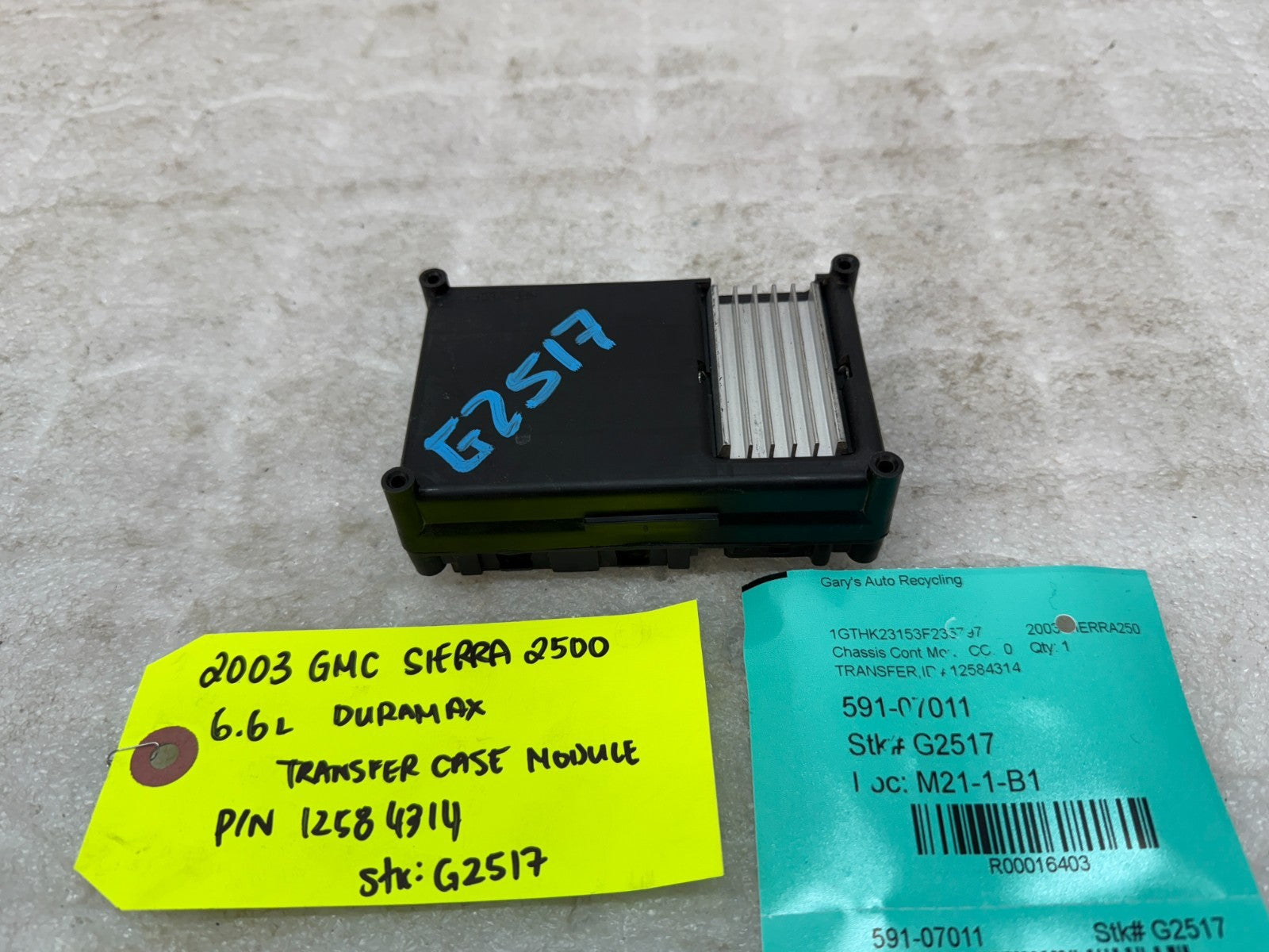 03-07 GMC SIERRA SILVERADO 2500 3500 TRANSFER CASE CONTROL MODULE 12584314