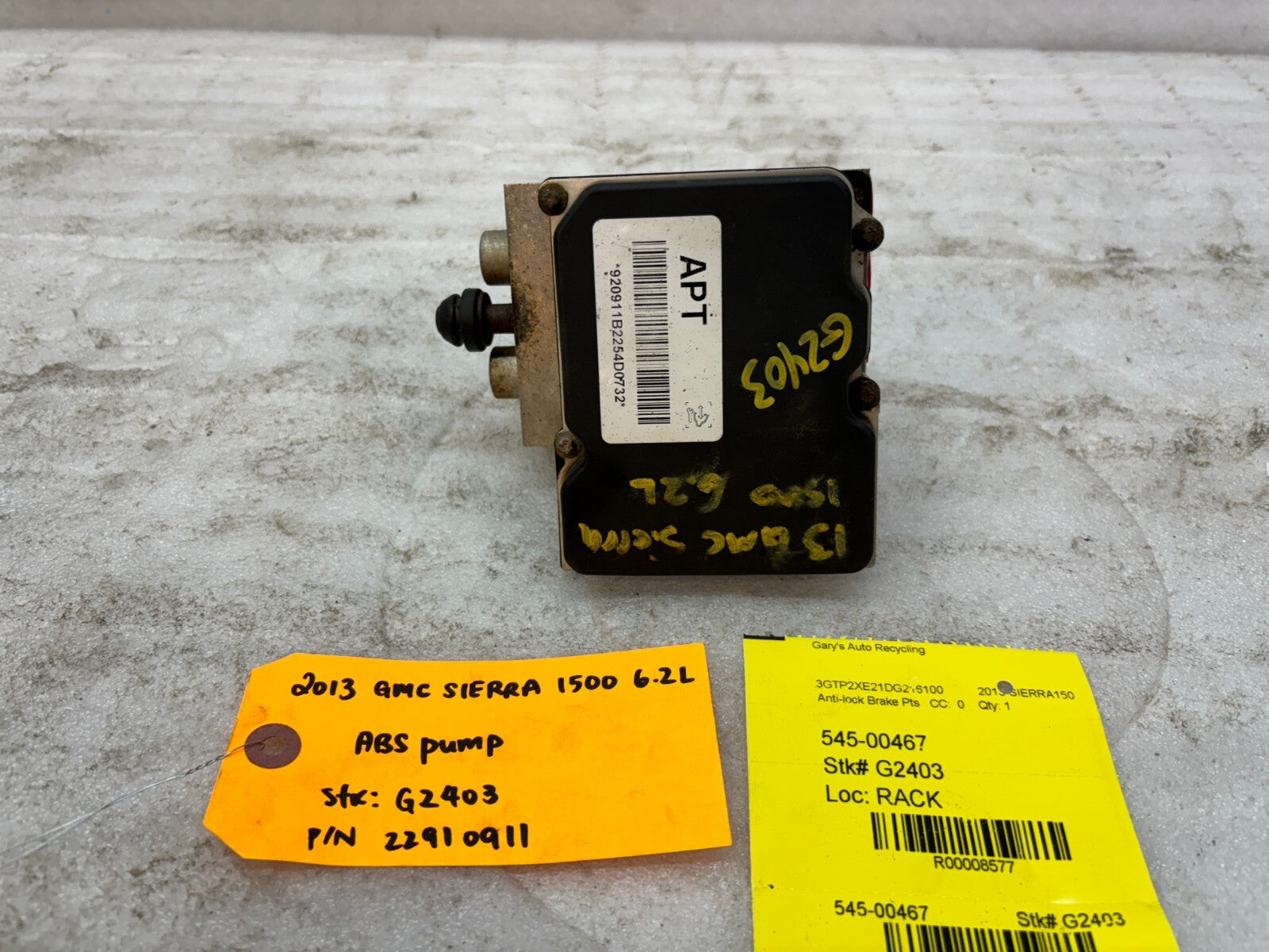 09-14 CHEVROLET GMC SILVERADO SIERRA 1500 6.2 ABS ANTI LOCK BRAKE PUMP 22910911
