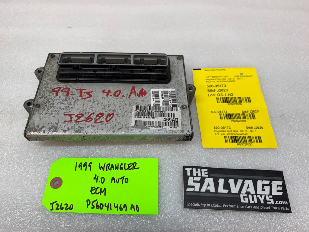 99 JEEP WRANGLER TJ 4.0 AUTOMATIC TRANS ENGINE COMPUTER ECM ECU P56041469AD