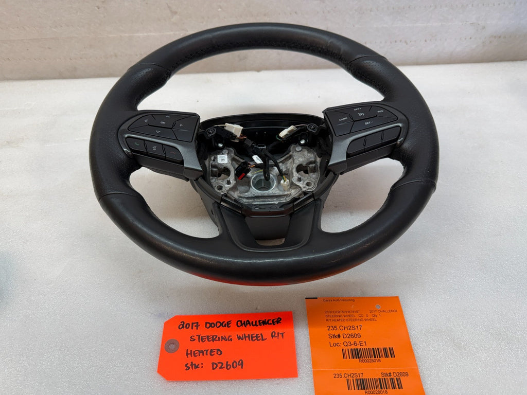 17 DODGE CHALLENGER R/T OEM HEATED BLACK LEATHER STEERING WHEEL MANUAL 15-23