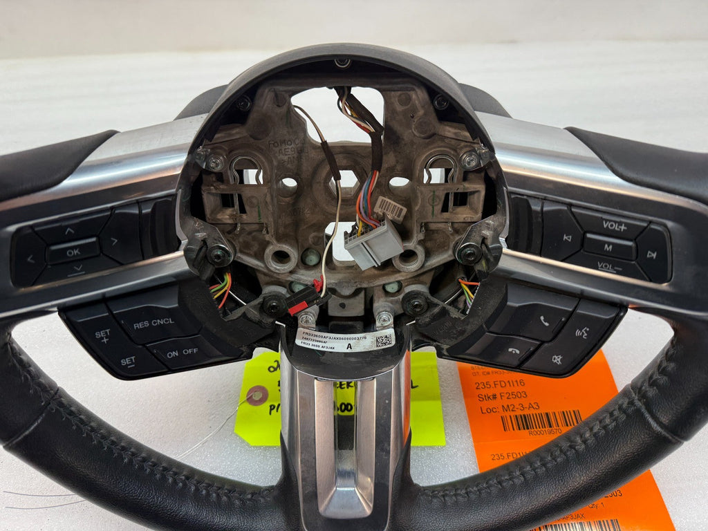16 FORD MUSTANG GT BLACK LEATHER STEERING WHEEL W CONTROLS  6sp MANUAL 15 16 17